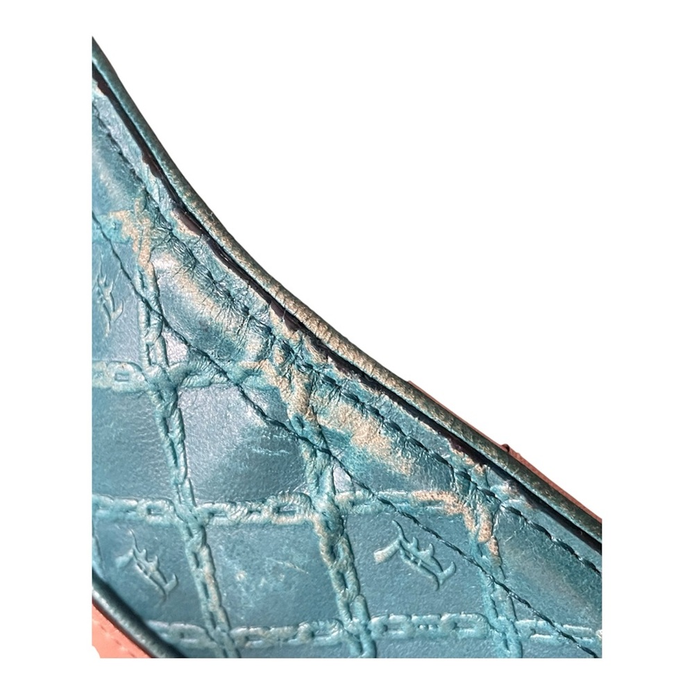 Vintage Gwen Stefani Lamb L.A.M.B. Wallet Leather Y2K Teal Blue Tan Rare Color - Picture 14 of 15